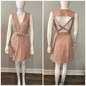 ALEXIS pink apron wrap style open back dress S
